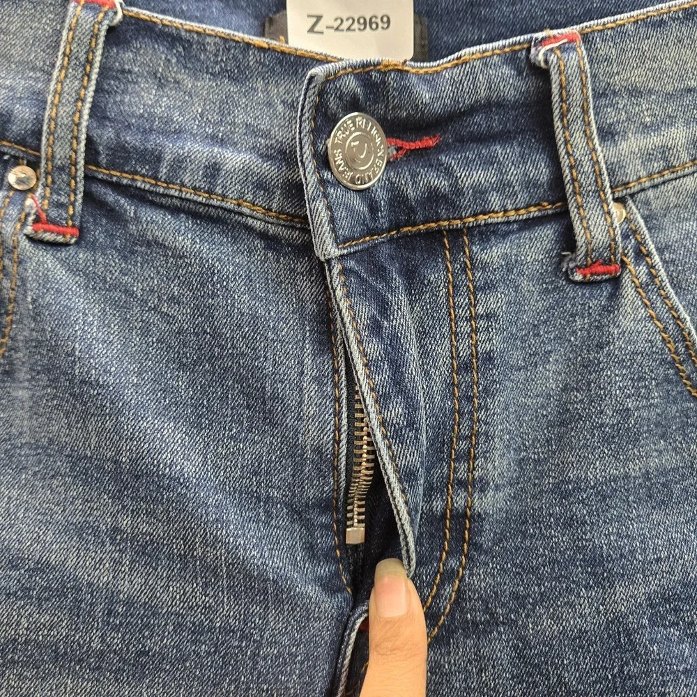 True Religion Men Jeans 32‎ Blue Denim Embroidered RICKY Relaxed Straight